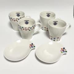 NESCAFE景品 ドット柄 マグカップ2種×2個 ＆ 小皿2枚セット - メルカリ