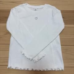 GU 長袖カットソー ホワイト ハート刺繍 110cmのサムネイル