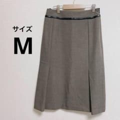 【ER FOLG 】タックスカート　ミドル丈　エレガント　オフィス　ブラウン　M