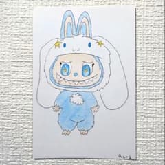 【子供の絵】No.65　シナモロールラブブ　手描きイラスト ポストカード　原画のサムネイル