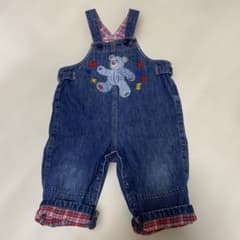 ミキハウス オーバーオール デニムロンパースくま 刺繍 80のサムネイル