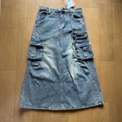 デニム ロングスカート カーゴポケット付きのサムネイル