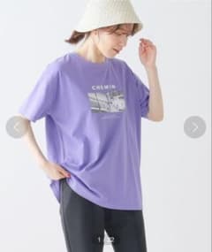 Honeys ゆるフォトプリントTシャツ 半袖 パープルのサムネイル