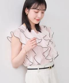 ビスViS 今季✳︎配色メローフリルトップスピンクのサムネイル