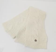 MONCLER アイボリー リブ編み マフラー MONCLER アイボリー リブ編み マフラー MONCLER アイボリー リブ編み