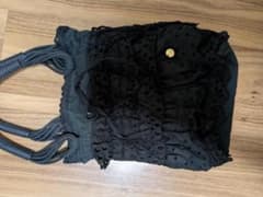 ミュベール MUVEIL レース フリル ハンドバッグ ブラックのサムネイル