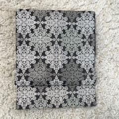 夏袋帯 絽 モダン幾何学柄 黒×白 シルバー 刺繍上品 大人着物【もも】 夏袋帯 絽 モダン幾何学柄 黒×白 シルバー 刺繍上品 大人着物【もも様