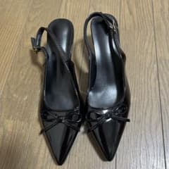 SHEIN レディース ブラック リボン パンプス ストラップ フラットシューズのサムネイル