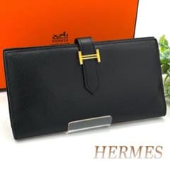 HERMES エルメス べアン スフレ ブラック 長財布 G金具 ヴォーエプソン