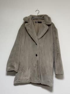 ZARA フェイクファーコート グレージュ XSのサムネイル