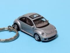 VW フォルクス ワーゲン ニュー ビートル☆シルバー☆ミニカー☆キーホルダーのサムネイル