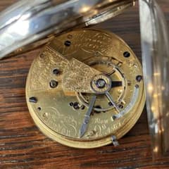極珍品 特殊テンプ 大粒ダイヤ伏石 英国製 鎖引き懐中時計 銀無垢 1840 