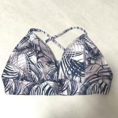 【美品】葉柄プリント ネイビー×パープル水着ビキニトップのサムネイル