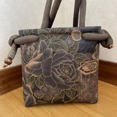 一閑張り　一閑張りバッグ　柿渋染め　市場カゴ　ハンドメイド　歌舞伎 一閑張り 一閑張りバッグ 柿渋染め 市場カゴ ハンドメイド - メルカリ