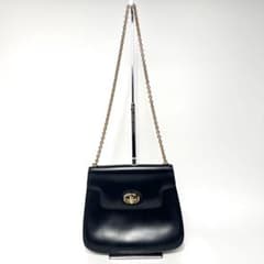 【美品】オールドグッチ　ショルダーバッグ　チェーン　ターンロック　レザー　黒 美品】オールドグッチ ショルダーバッグ チェーン ターンロック レザー