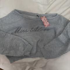SHEIN MOD ラインストーン ロゴ スウェット グレーのサムネイル