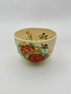 【千家十職】 十六代 永楽善五郎（即全）作 仁清写 春ノ丘 茶碗【中古 美品】 千家十職】 十六代 永楽善五郎（即全）作 仁清写 春ノ丘 茶碗【中古 美