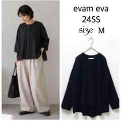 美品✨evam eva 24SS ウォーター リネン タック シャツ 黒 M - メルカリ