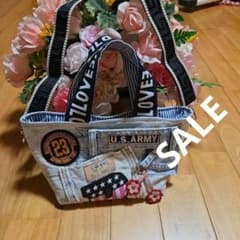デニムリメイク トートバッグ ハンドメイド ショルダーバッグのサムネイル