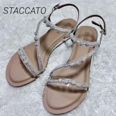 ✨美品✨　STACCATO スタッカート ビジュー サンダル 羊革 23cm STACCATO（スタッカート）の「サークルビジュートリプルベルト
