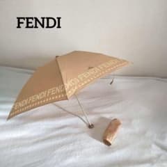 フェンディ 折りたたみ傘 ロゴ柄 晴雨兼用 日傘 雨傘 イエロー