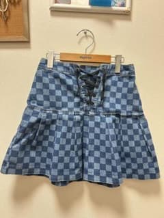 H&M DIVIDED チェッカーフラッグ柄 デニムミニスカートのサムネイル