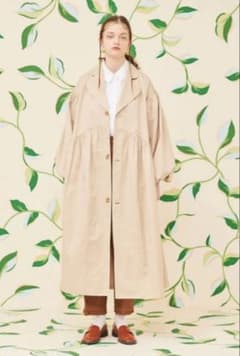 poppy あさぎーにょ ネイビー バルーンスプリングコート M Balloon gather coat (navy)
