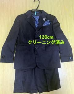 ✳️フォーマルスーツ+シャツ 男の子、120cm、紺色、クリーニング済みのサムネイル