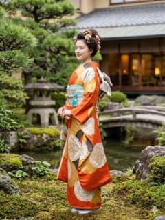 本日限定お値下げ！美品 三越華小袖レトロモダンな駒刺繍振袖６点フルセット 美品 三越オリジナルブランド華小袖レトロモダンな駒刺繍振袖6点フル