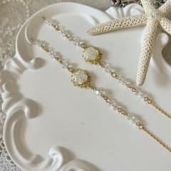 ♪❤️ 薔薇 パール マスクチェーン メガネチェーン ハンドメイド