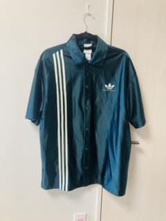 adidas 半袖シャツ L ダークグリーン ストライプのサムネイル