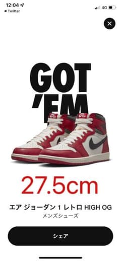 NIKE AIR JORDAN 1 Retro High OG Chicagoのサムネイル