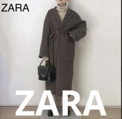 ZARA ブラウン ロングコート ベルト付きのサムネイル