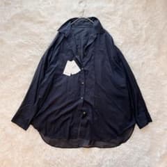 新品タグ付き✨2025 Spick&Span シアーカシュクールシャツ ネイビー