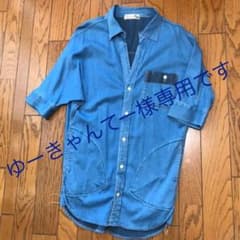 ☆ジェラートピケ ガーデン インディゴブルー シャツワンピース ☆のサムネイル