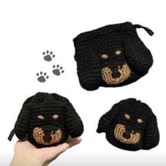 Thumbnail of ハンドメイド　巾着袋　ダックスフンド　ブラックタン　かぎ編み