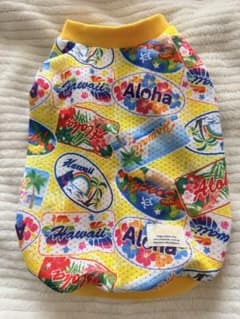 ハンドメイド 犬用服 ハワイアン柄 メッシュタンクトップ Mサイズのサムネイル