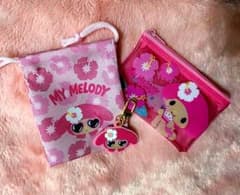 サンリオ 日焼けマイメロディ ポーチ チャーム 巾着 3点セットのサムネイル