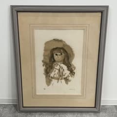 小磯良平 フランス人形 西洋人形 リトグラフ 額装 絵画 木製フレーム 小磯良平 フランス人形 西洋人形 リトグラフ 額装 絵画 木製フレーム