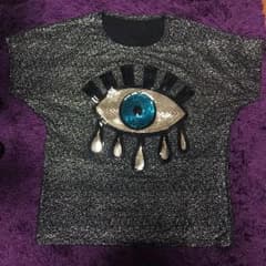インポート シルバーラメ目玉ビッグTシャツのサムネイル
