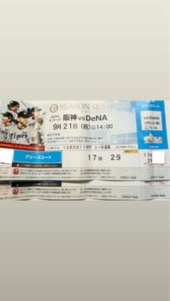 2026年9月21日14時開始 甲子園阪神vsDeNa ブリーズシートのサムネイル