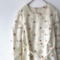 ワンピース レトロ 昭和 花柄 白 ホワイト シースルー ドット柄のサムネイル