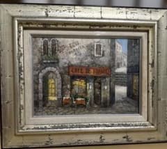 岡田篤 原画　油彩画 スペインのカフェF4 岡田篤 原画 油彩画 スペインのカフェF4 - メルカリ