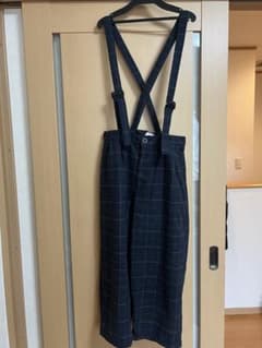 hagurume ネイビー チェック サスペンダー付きパンツのサムネイル