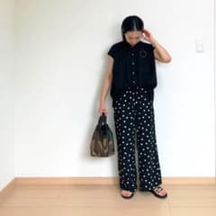 美品 GU ジーユー ドットプリントイージーパンツ ブラック Sのサムネイル