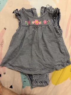 本日まで掲載！値下げ　ベビー服 ワンピース ボーダー 花柄のサムネイル