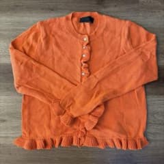 ZARA オレンジ フリル ニットカーディガン 長袖のサムネイル