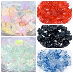 桜型・アジサイ　ガラスビーズ 詰め合わせセットのサムネイル