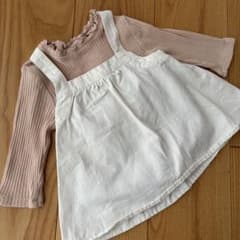 【値下げ】80 petit main プティマイン　ワンピース　ロンパース