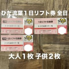 ひだ流葉スキー場 1日リフト引換券 全日 大人1枚 子供2枚 - メルカリ